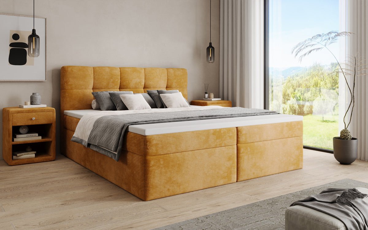 Boxspringbett Cozy II in Cord mit Stauraum