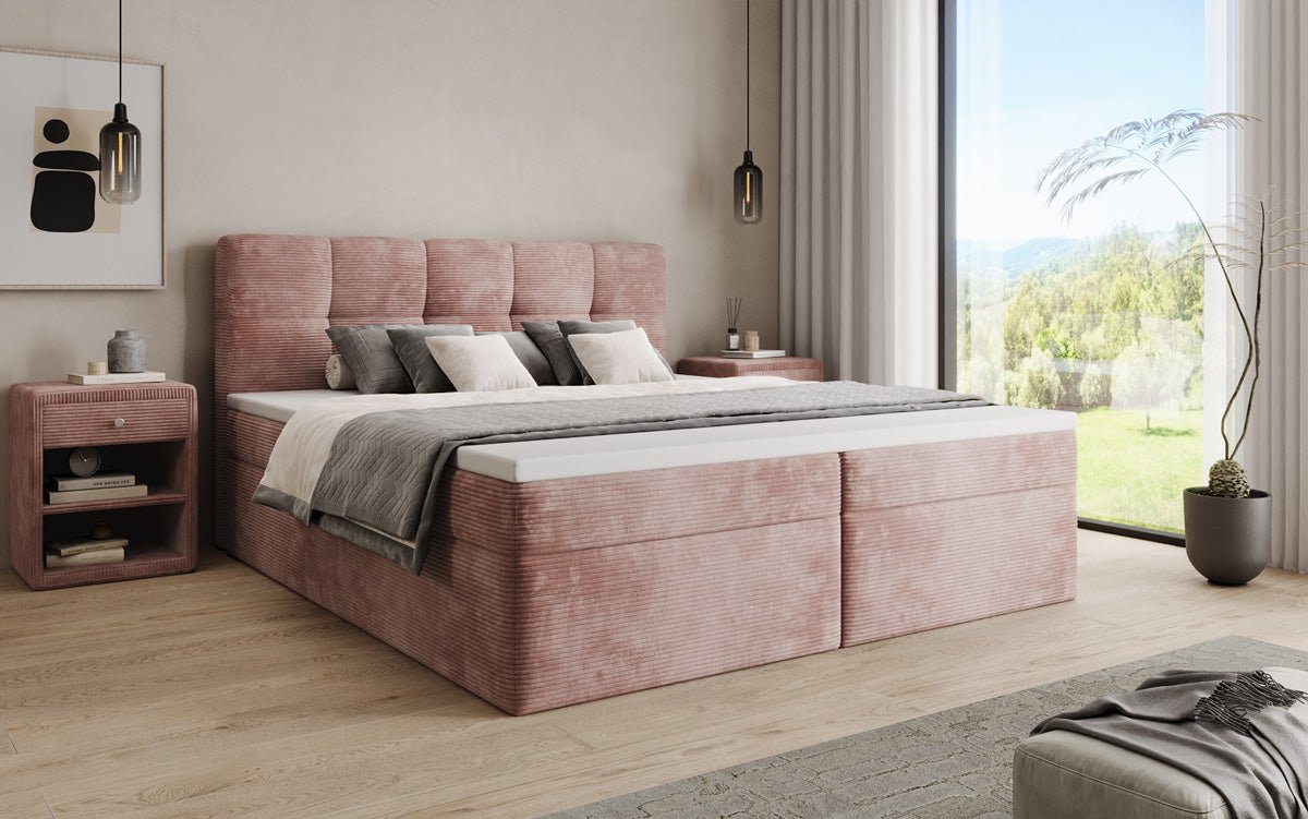 Boxspringbett Cozy II in Cord mit Stauraum