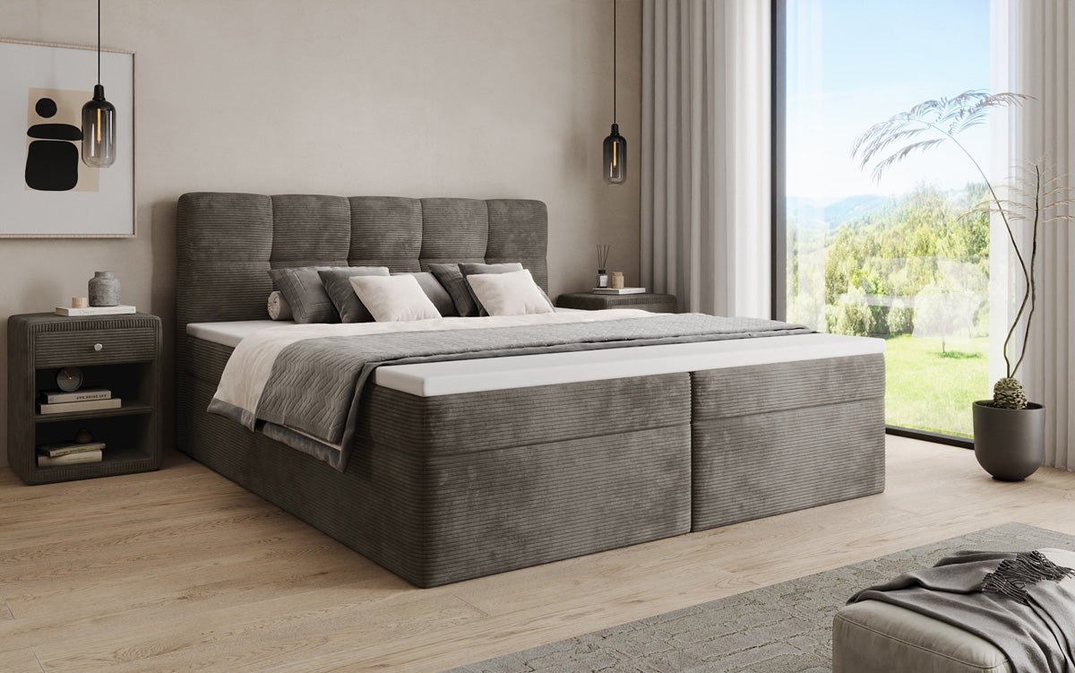 Boxspringbett Cozy II in Cord mit Stauraum