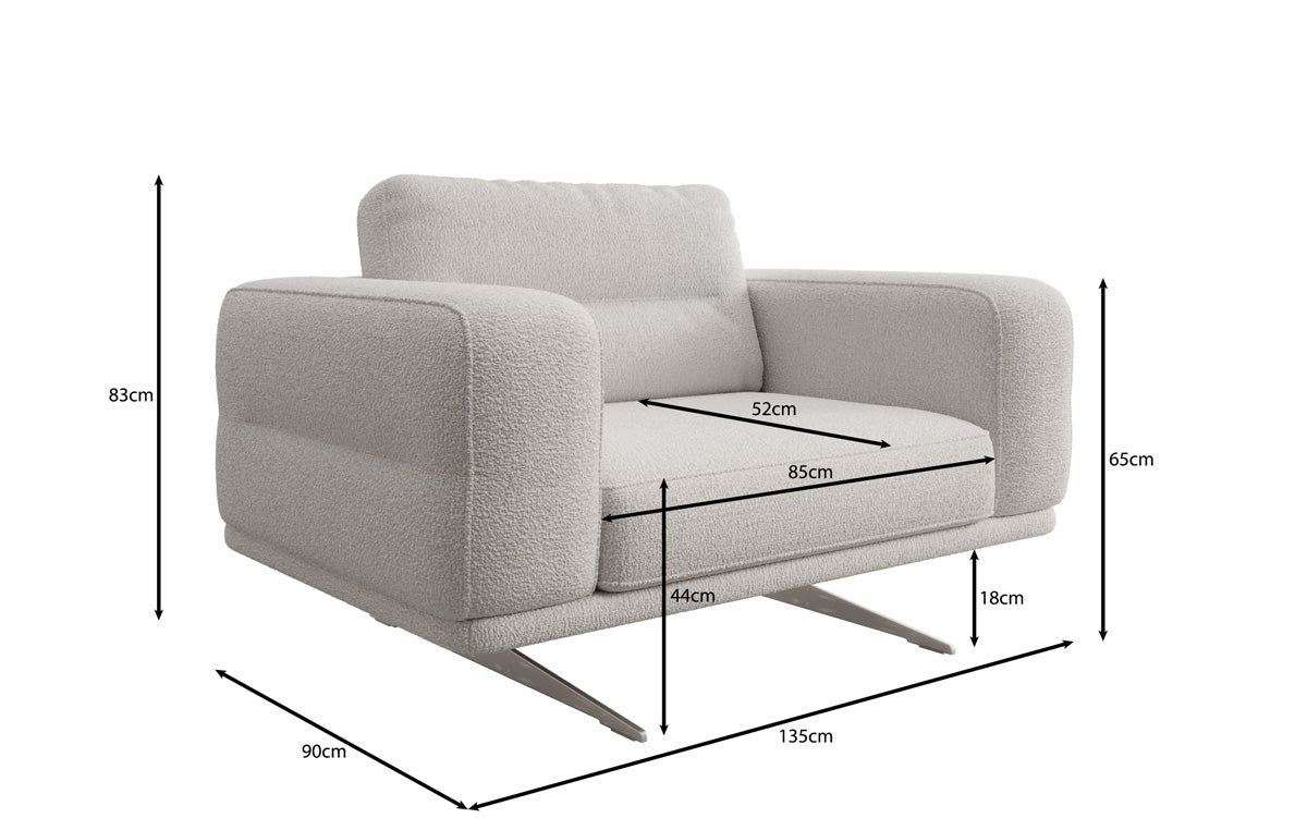Designer Sofa-Sessel Torino mit Armlehnen in Bouclé