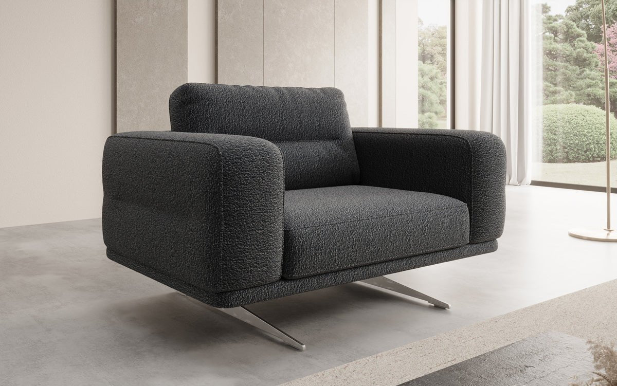 Designer Sofa-Sessel Torino mit Armlehnen in Bouclé