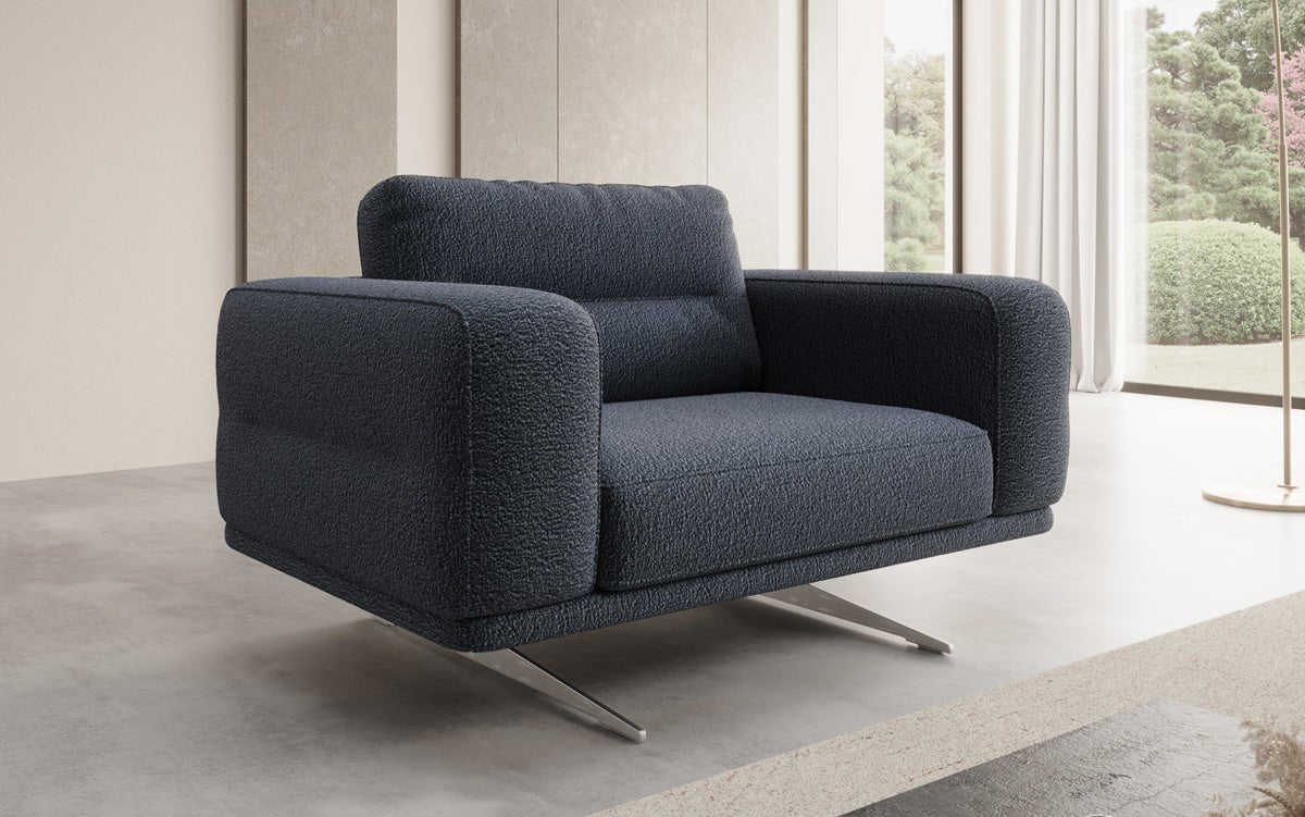 Designer Sofa-Sessel Torino mit Armlehnen in Bouclé