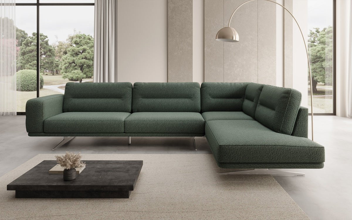 Designer L Sofa closed Torino in Bouclé