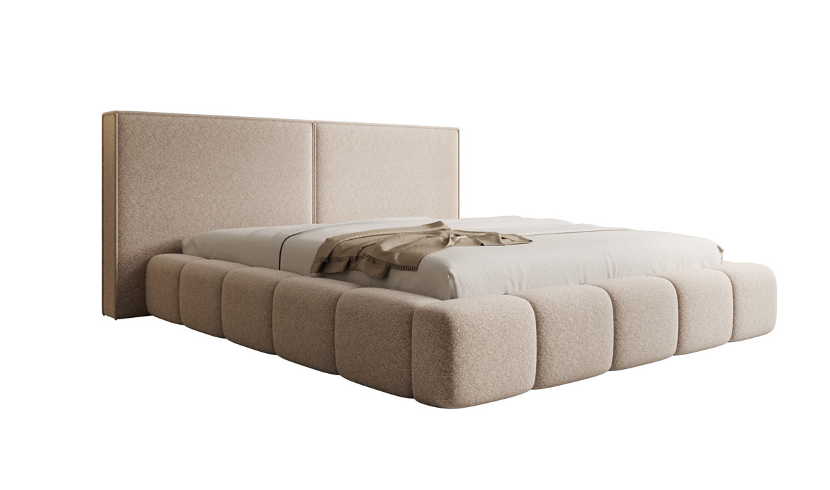 Designer Polsterbett Elise in Strukturstoff mit Stauraum
