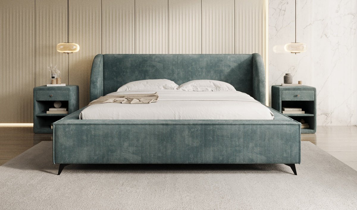 Designer Polsterbett Freya Cord mit Stauraum