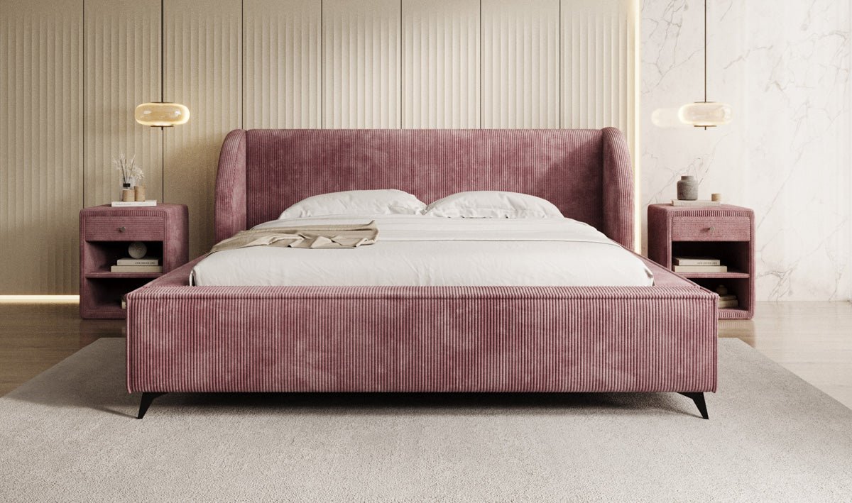 Designer Polsterbett Freya Cord mit Stauraum
