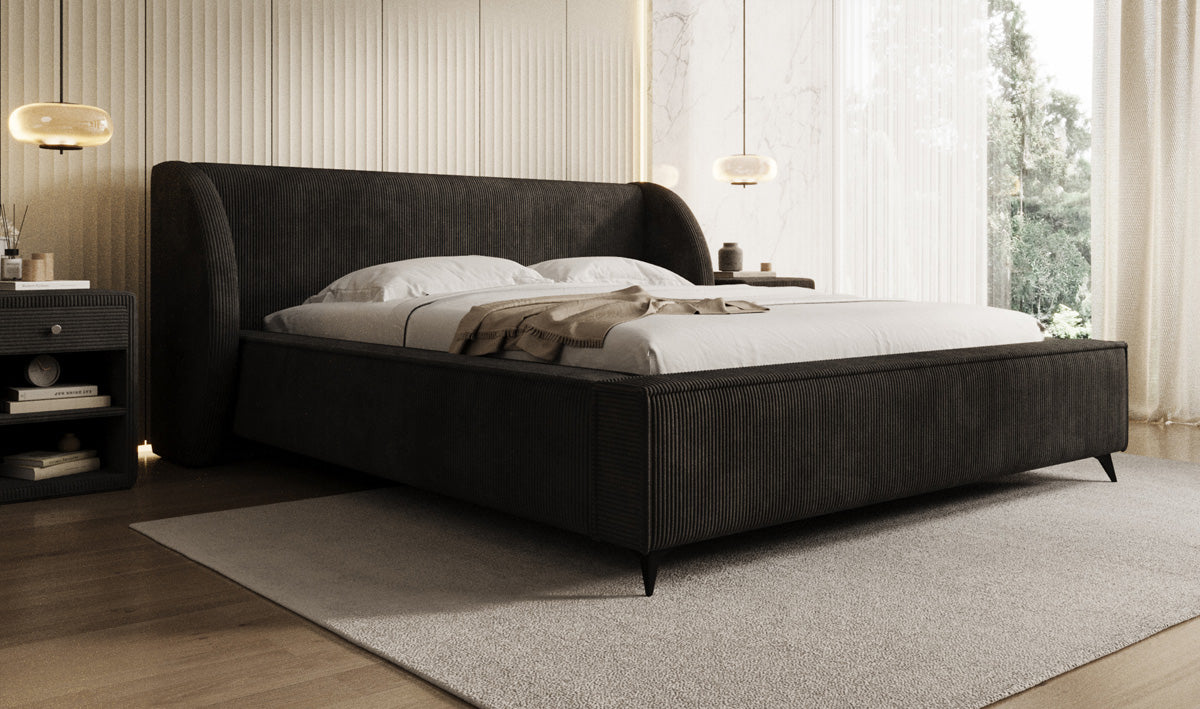 Designer Polsterbett Freya Cord mit Stauraum