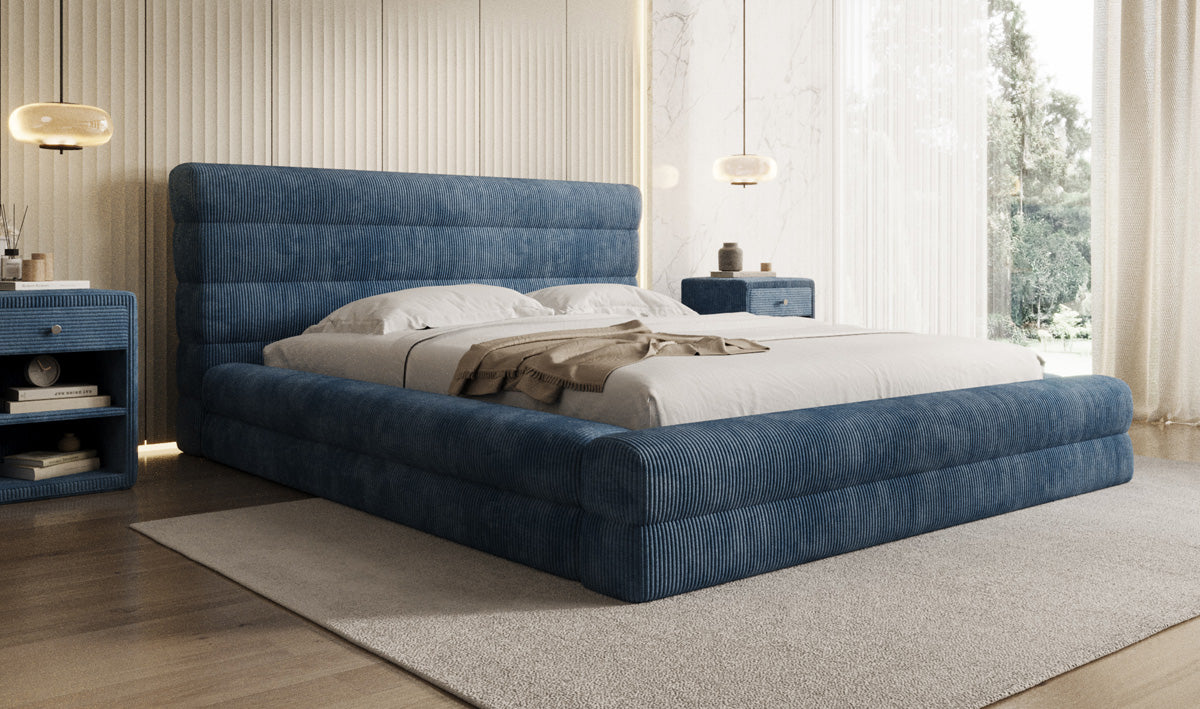 Designer Polsterbett Maren Cord mit Stauraum