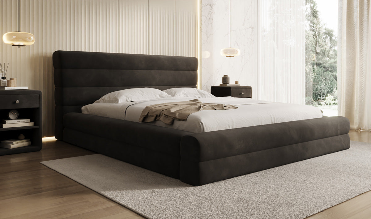 Designer Polsterbett Maren in Samt mit Stauraum