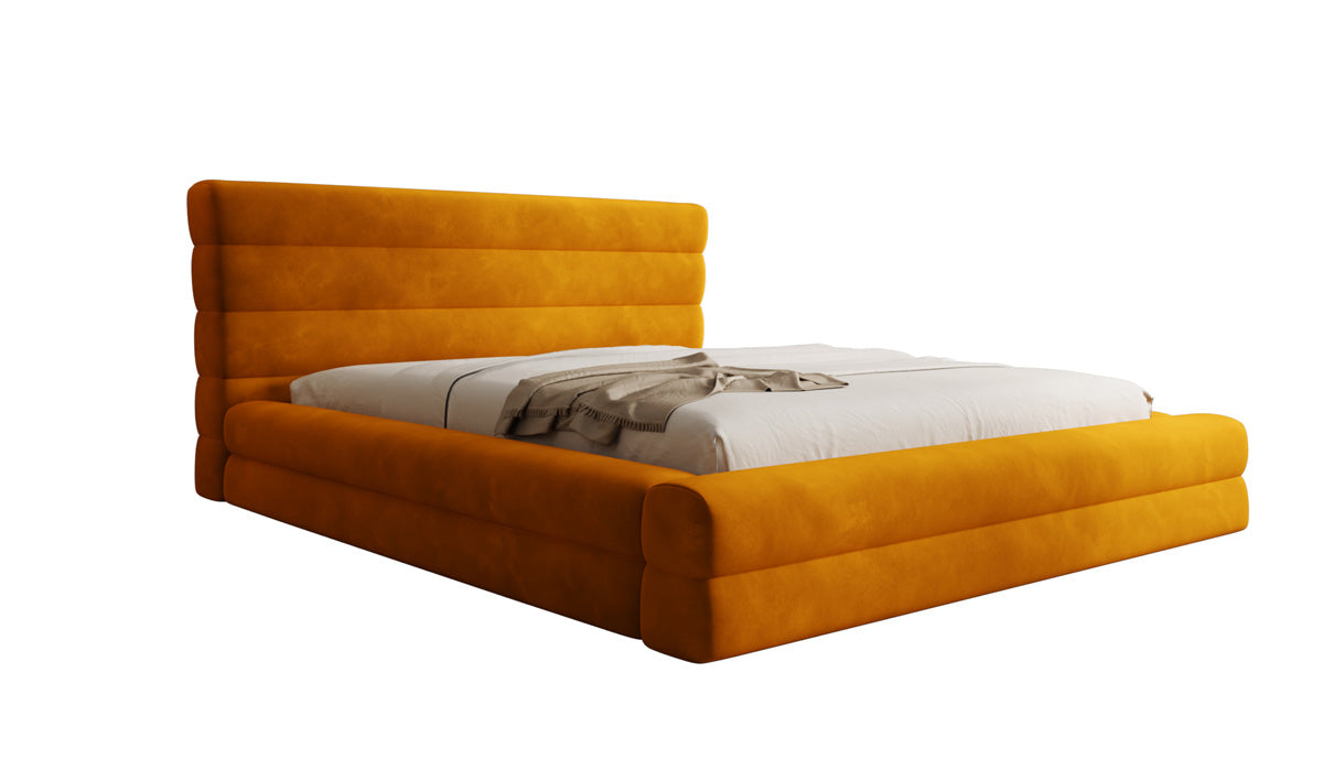Designer Polsterbett Maren in Samt mit Stauraum