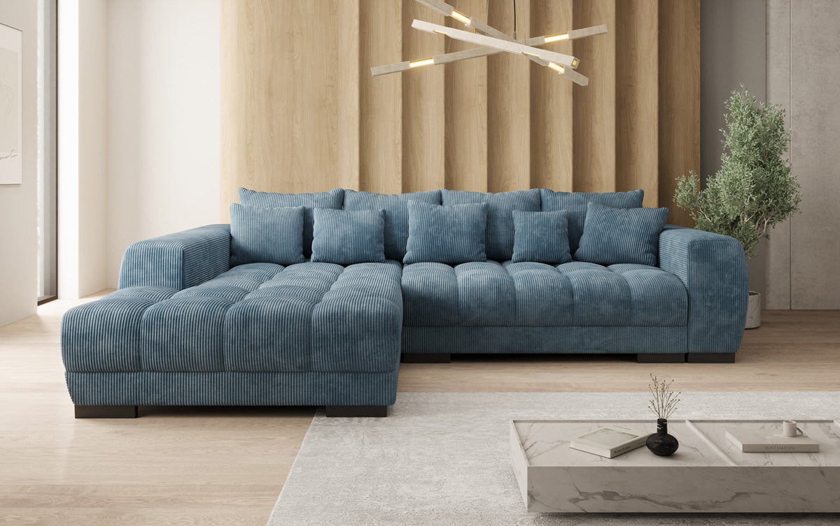 Designer Sofa Balu mit Schlaffunktion und Stauraum in Cord