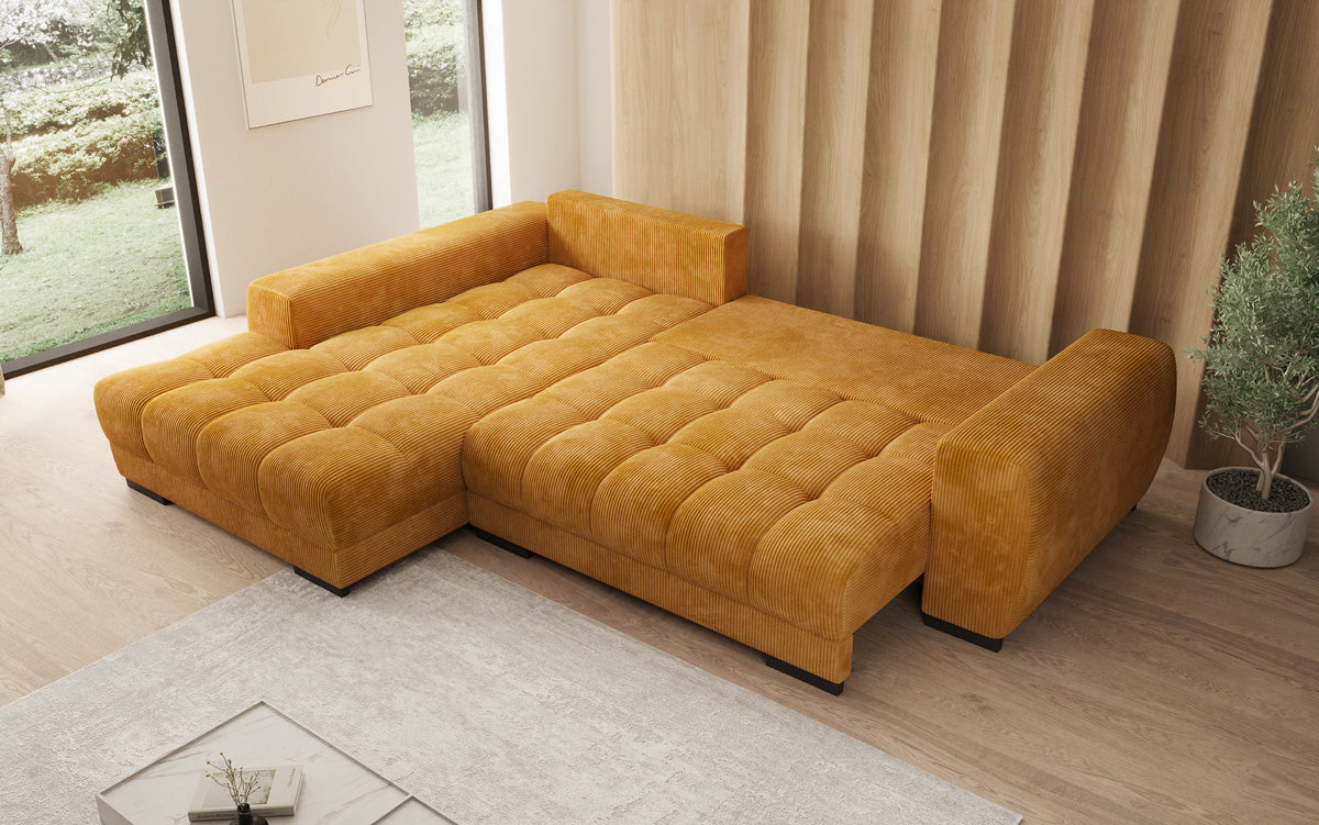 Designer Sofa Balu mit Schlaffunktion und Stauraum in Cord