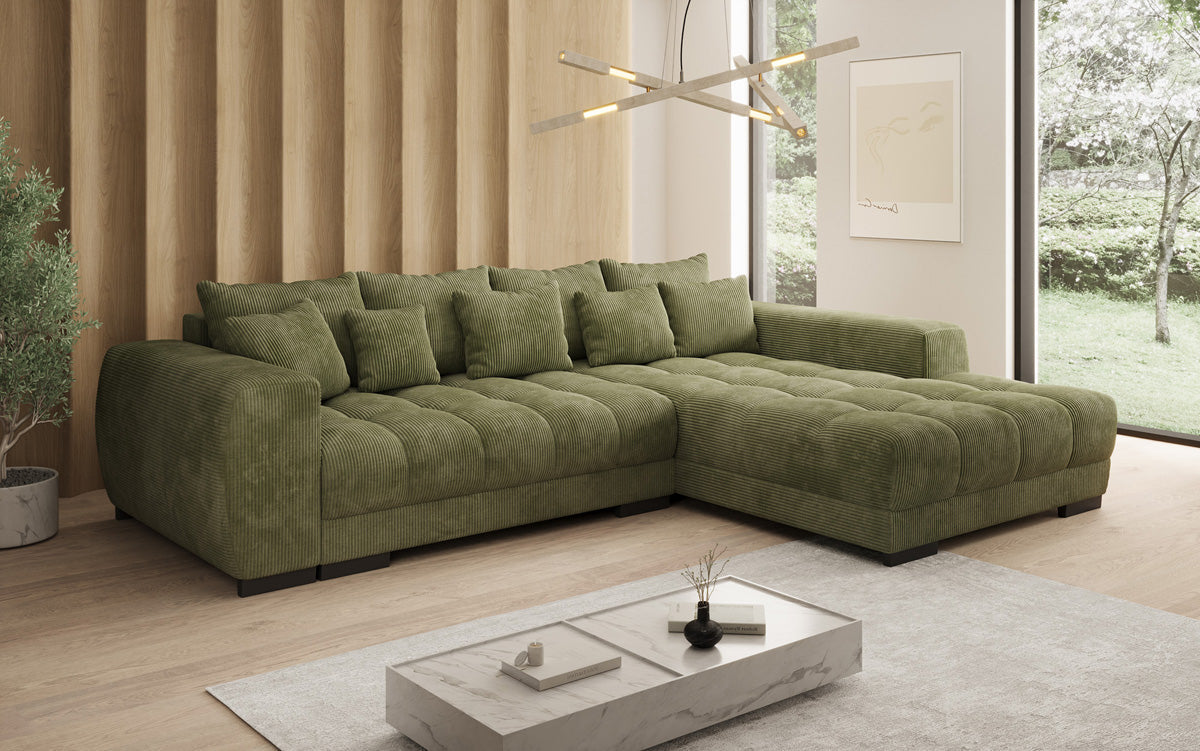 Designer Sofa Balu mit Schlaffunktion und Stauraum in Cord