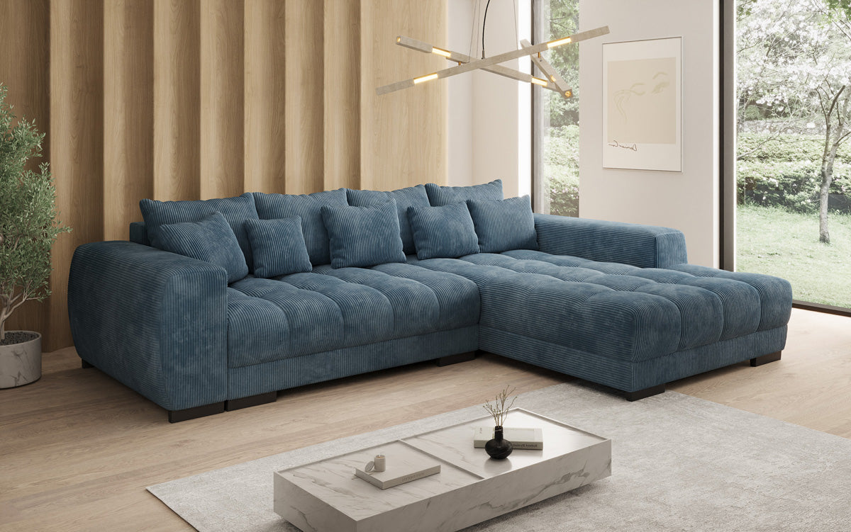 Designer Sofa Balu mit Schlaffunktion und Stauraum in Cord