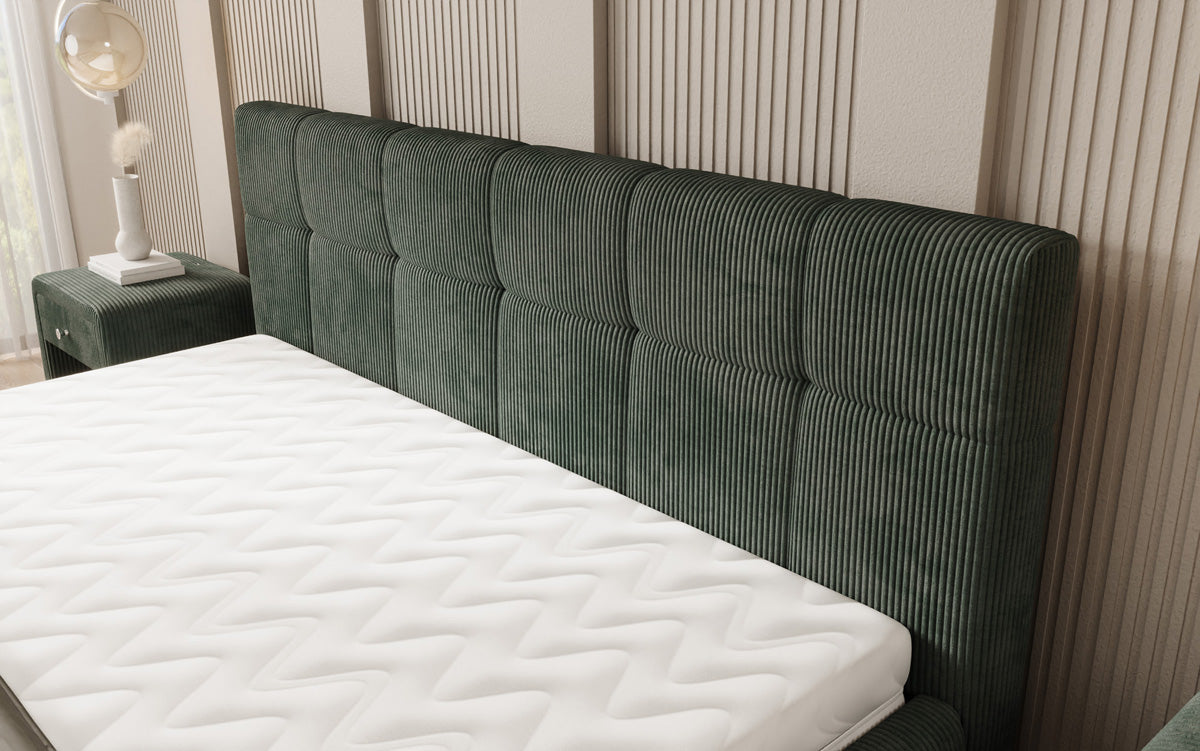 Designer Polsterbett Nelly in Cord mit Stauraum