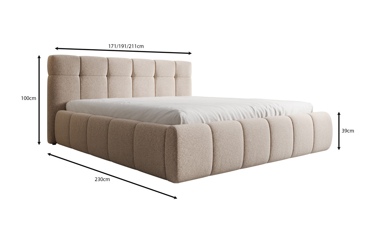 Designer Polsterbett Helena in Strukturstoff mit Stauraum