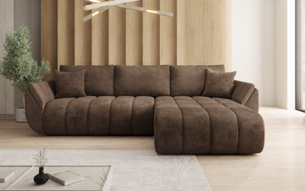 Designer Sofa Lenoa L mit Schlaffunktion und Stauraum in Cord