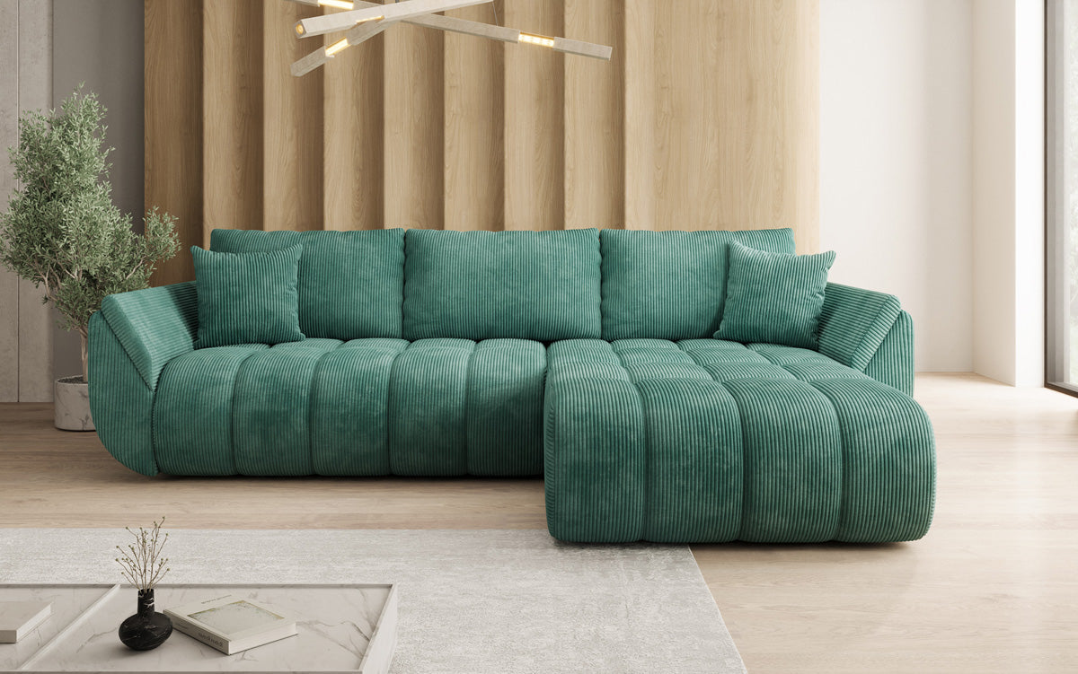Designer Sofa Lenoa L mit Schlaffunktion und Stauraum in Cord