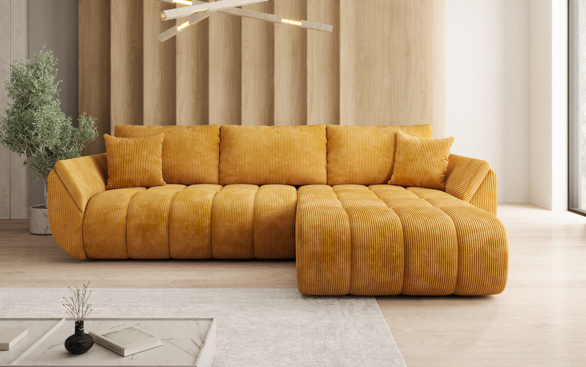Designer Sofa Lenoa L mit Schlaffunktion und Stauraum in Cord