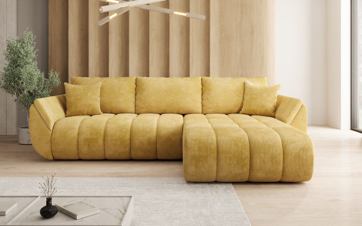 Designer Sofa Lenoa L mit Schlaffunktion und Stauraum in Cord