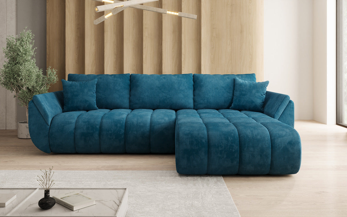 Designer Sofa Lenoa L mit Schlaffunktion und Stauraum in Cord