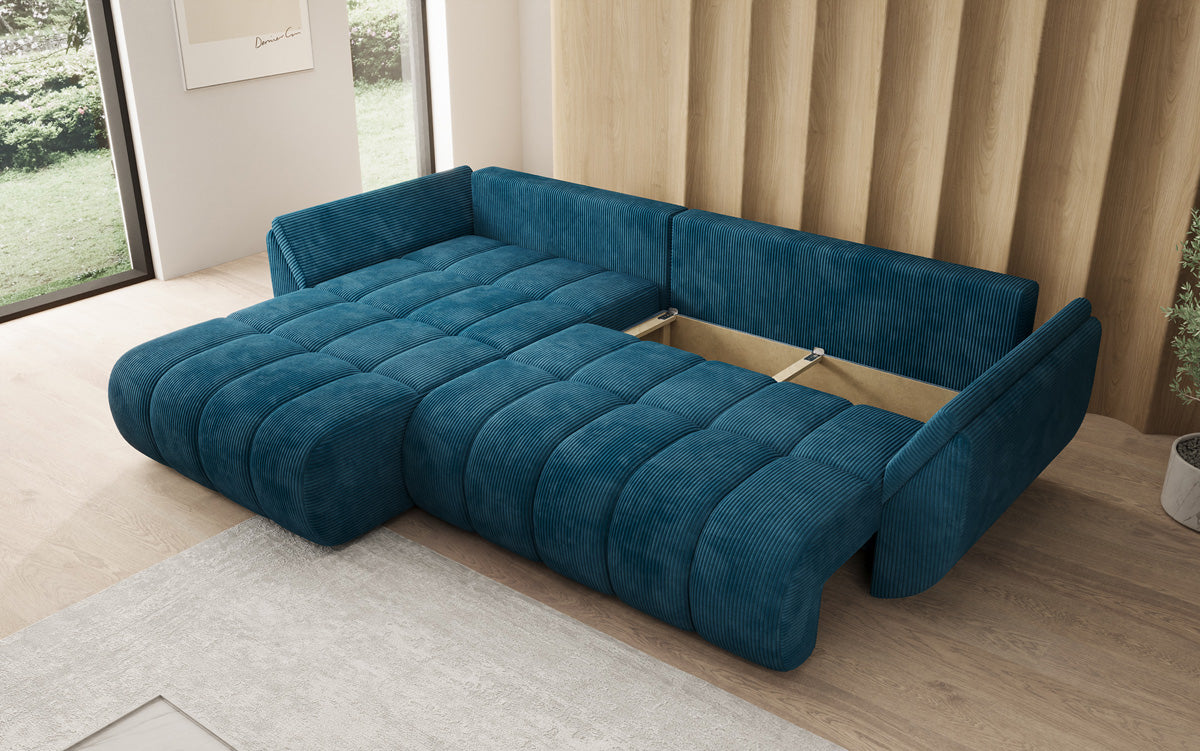 Designer Sofa Lenoa L mit Schlaffunktion und Stauraum in Cord