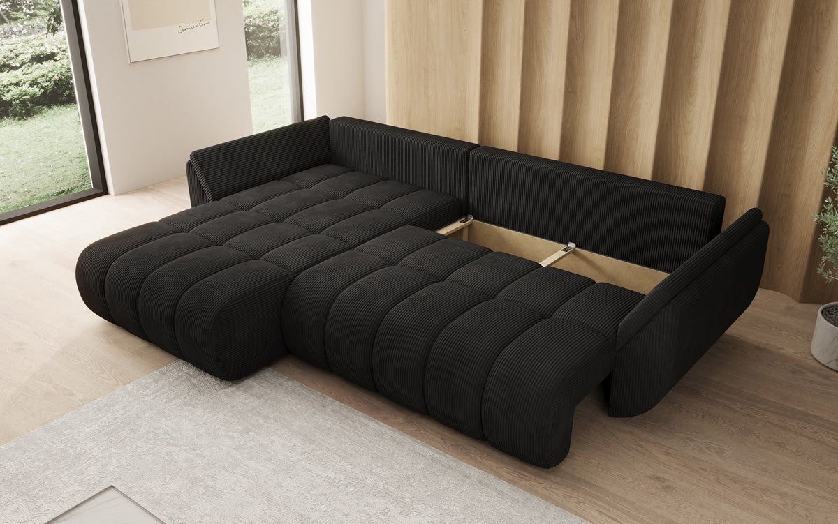 Designer Sofa Lenoa L mit Schlaffunktion und Stauraum in Cord