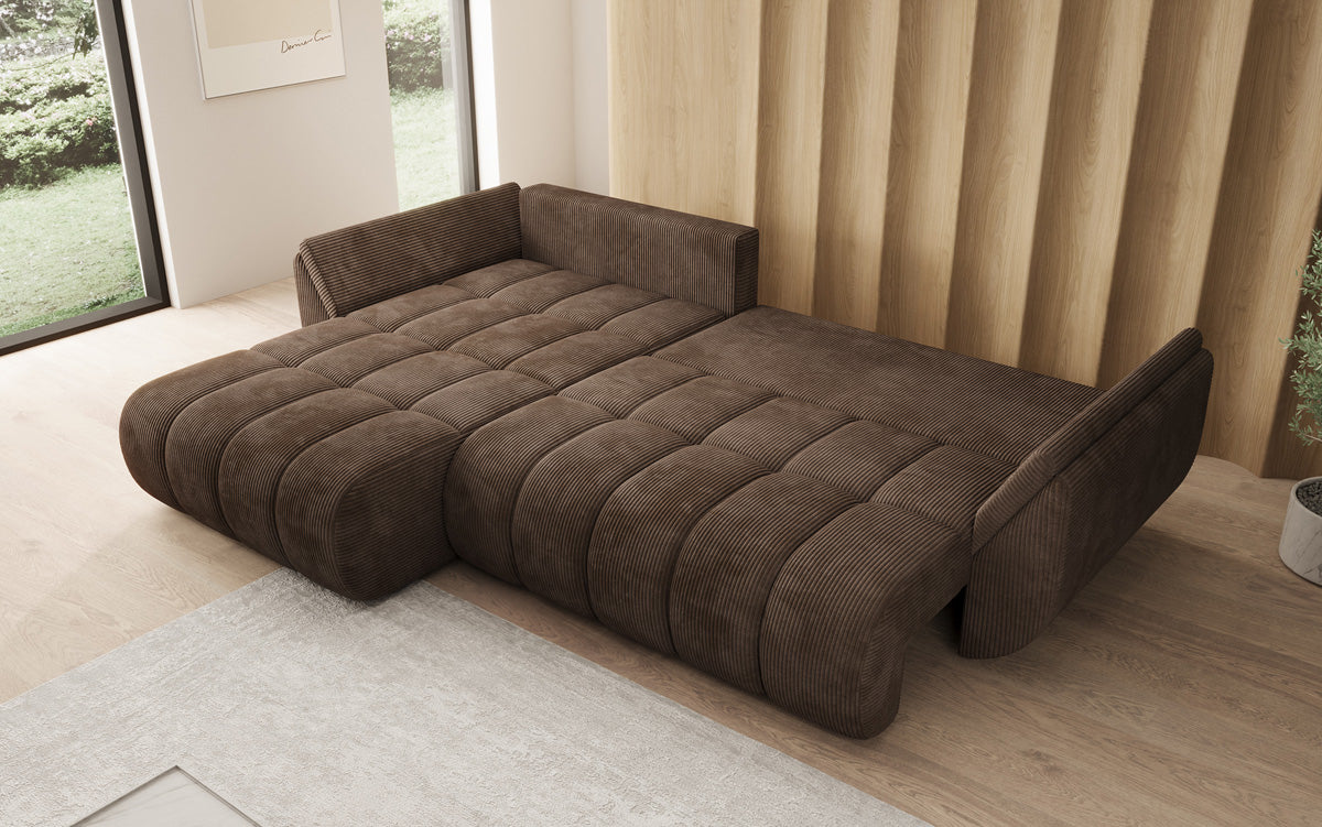 Designer Sofa Lenoa L mit Schlaffunktion und Stauraum in Cord