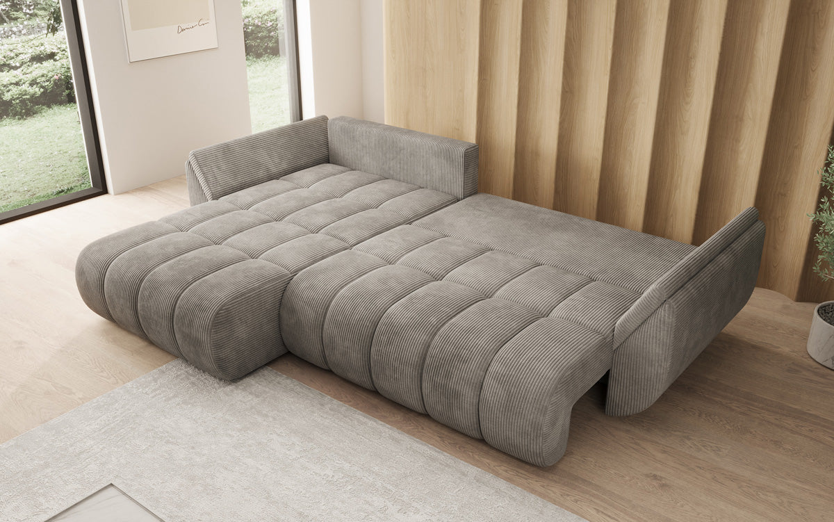 Designer Sofa Lenoa L mit Schlaffunktion und Stauraum in Cord