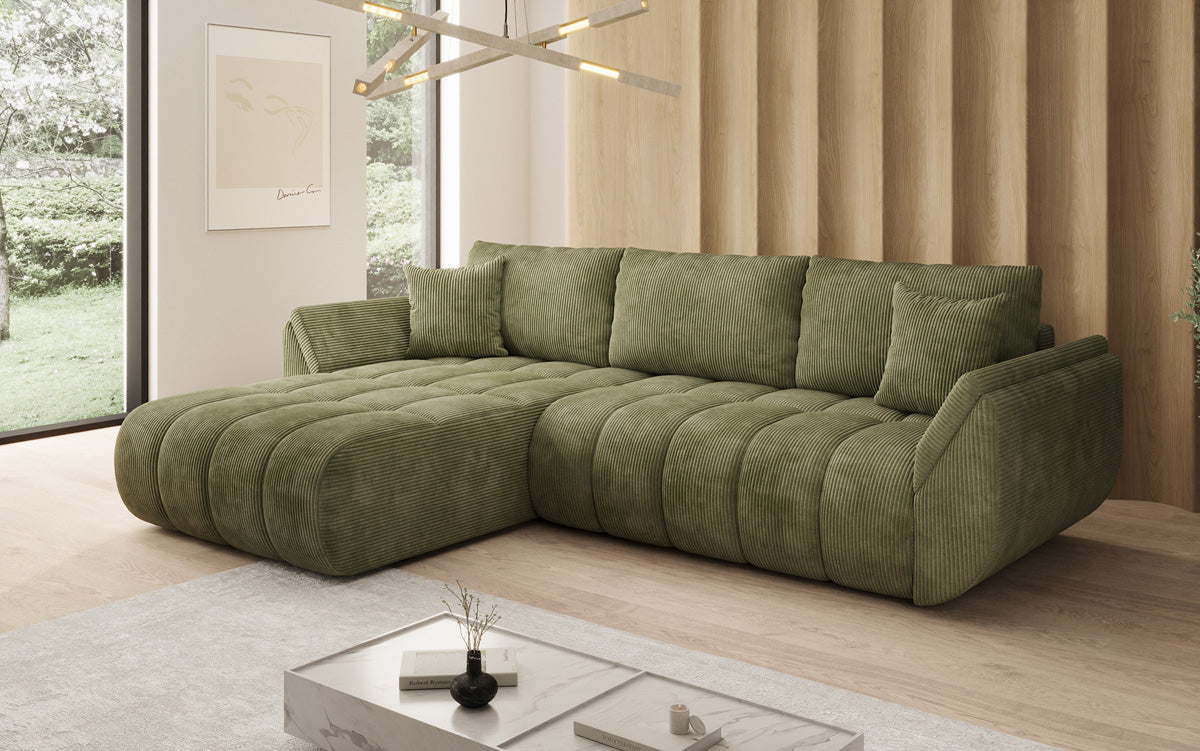 Designer Sofa Lenoa L mit Schlaffunktion und Stauraum in Cord