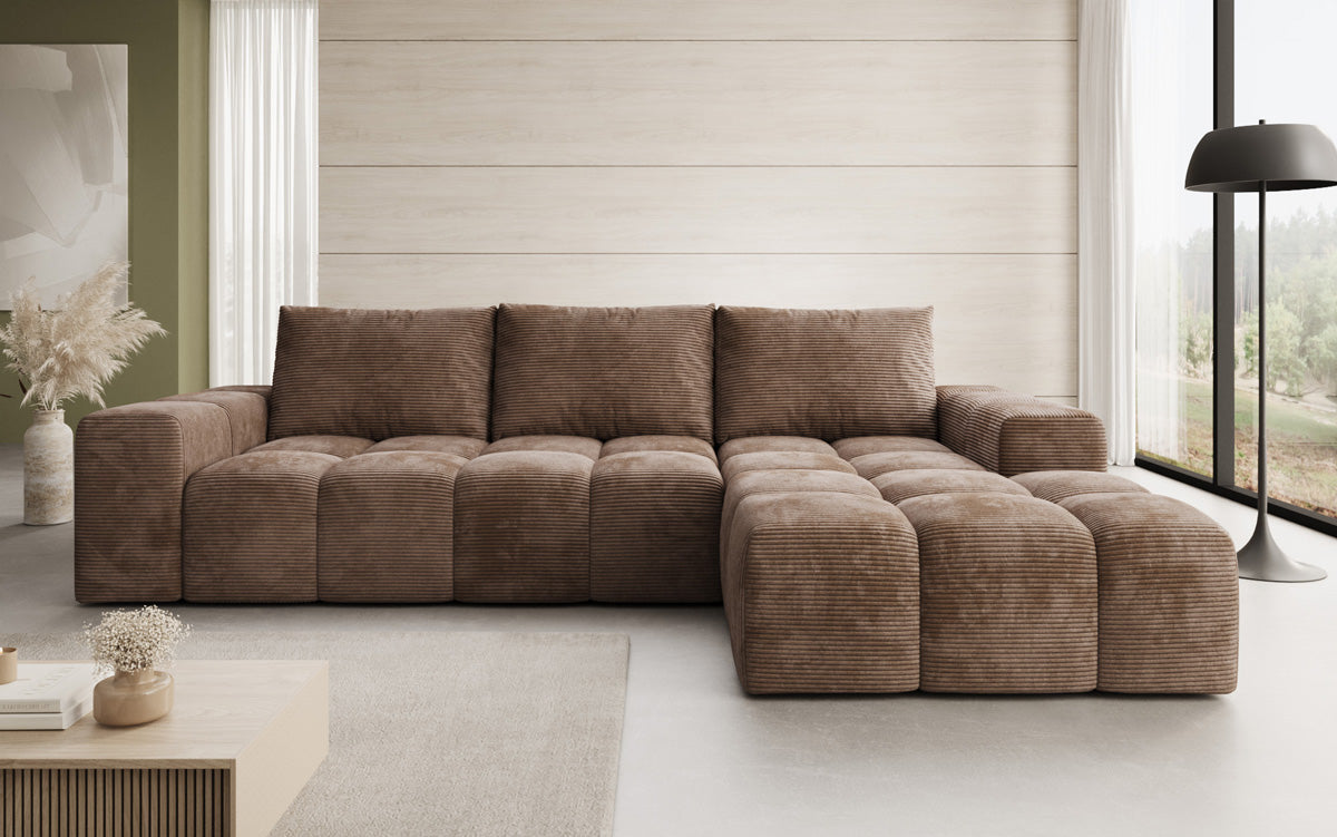 Designer Sofa Aila mit Schlaf- und Klappfunktion in Cord