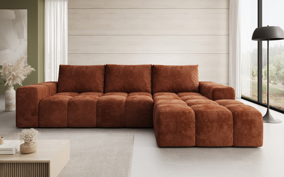 Designer Sofa Aila mit Schlaf- und Klappfunktion in Cord