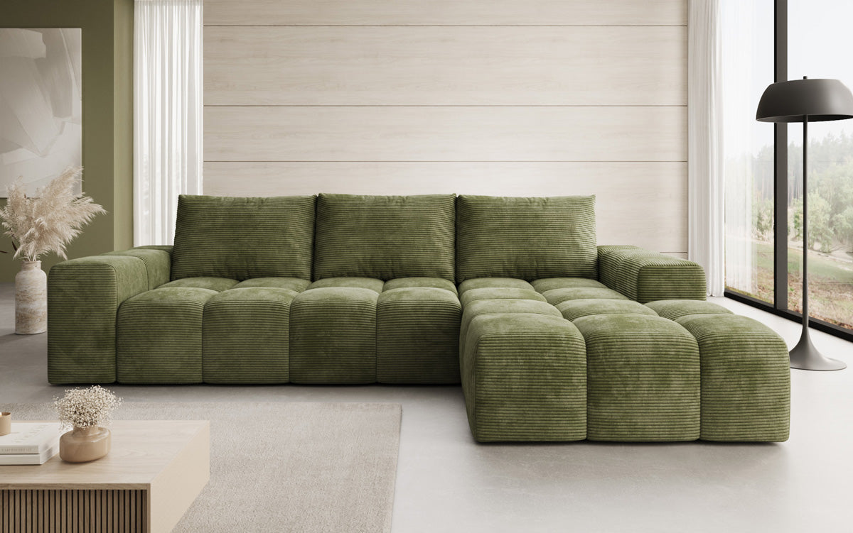 Designer Sofa Aila mit Schlaf- und Klappfunktion in Cord