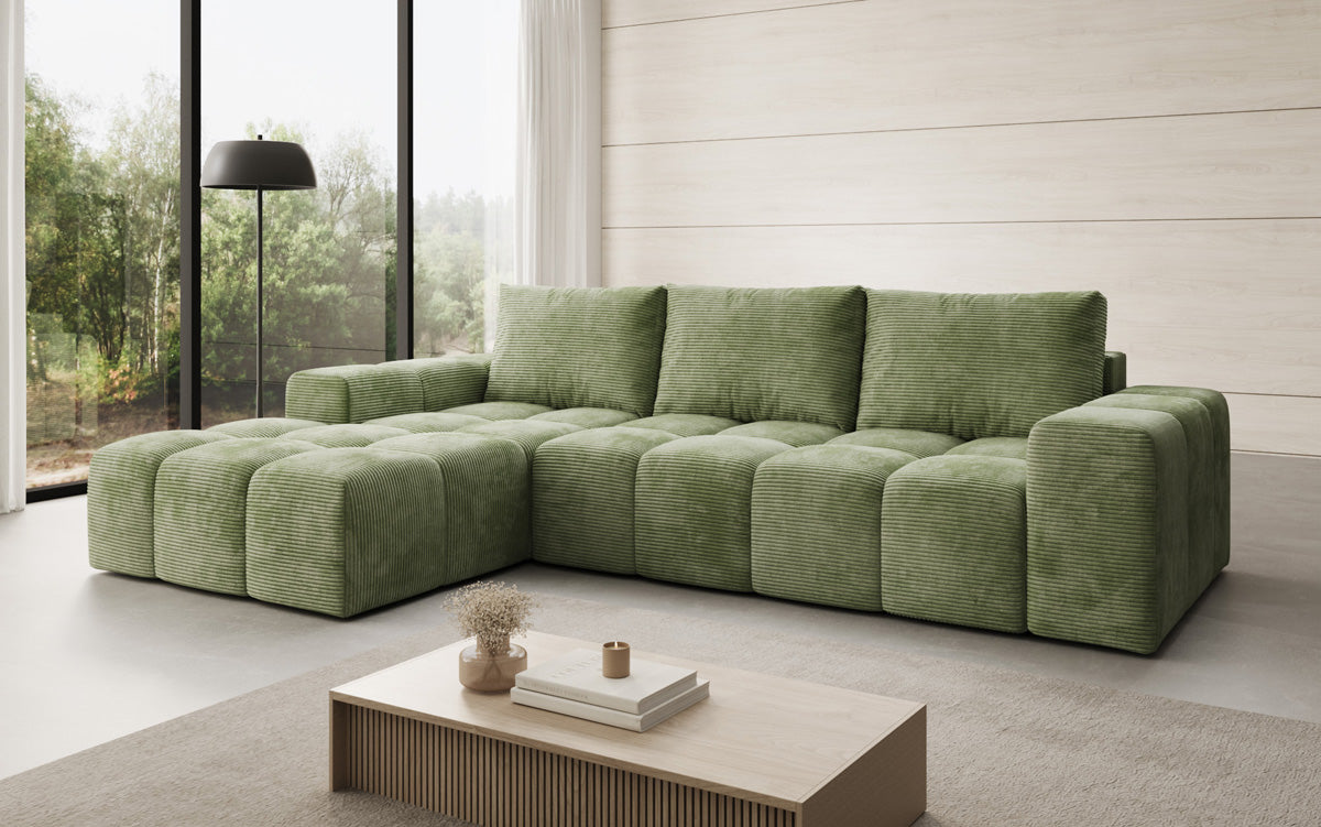 Designer Sofa Aila mit Schlaf- und Klappfunktion in Cord