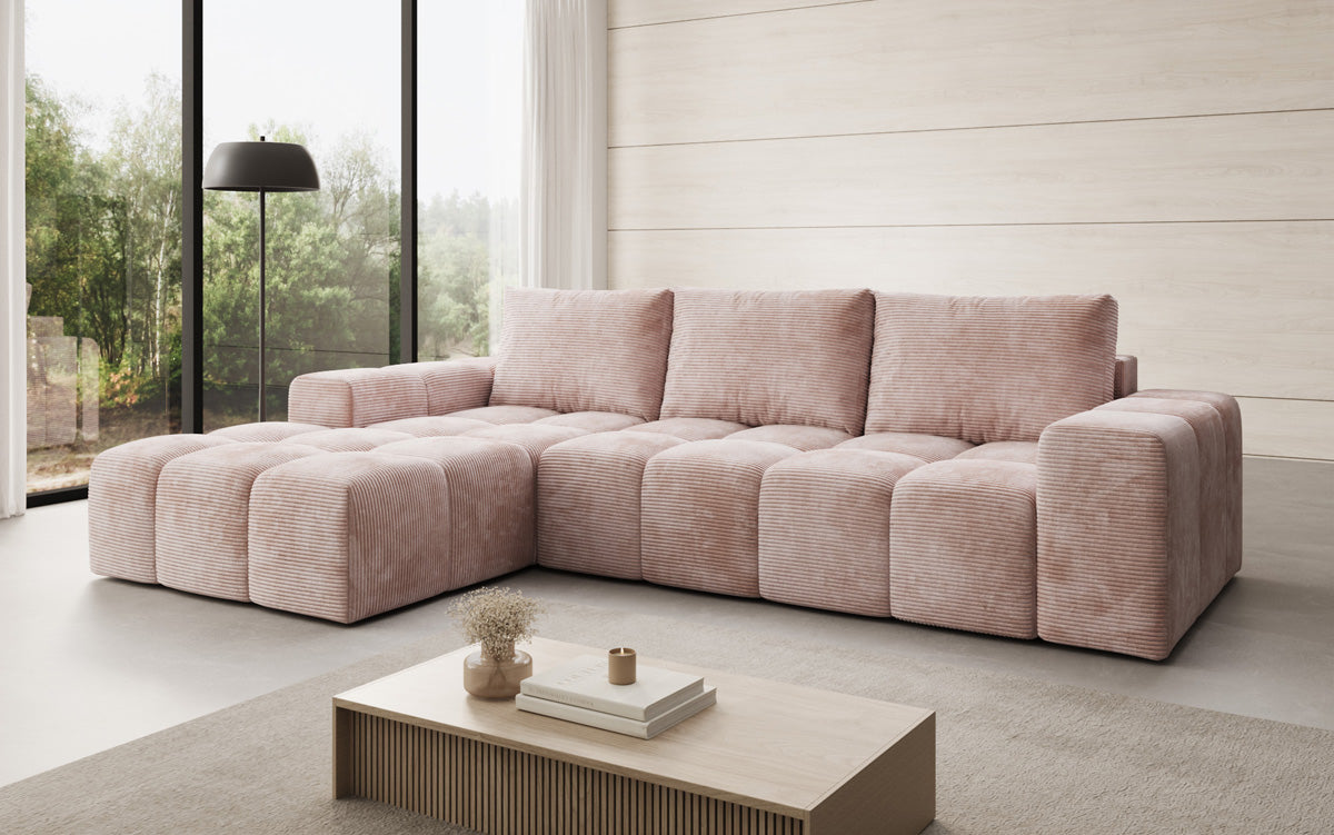 Designer Sofa Aila mit Schlaf- und Klappfunktion in Cord