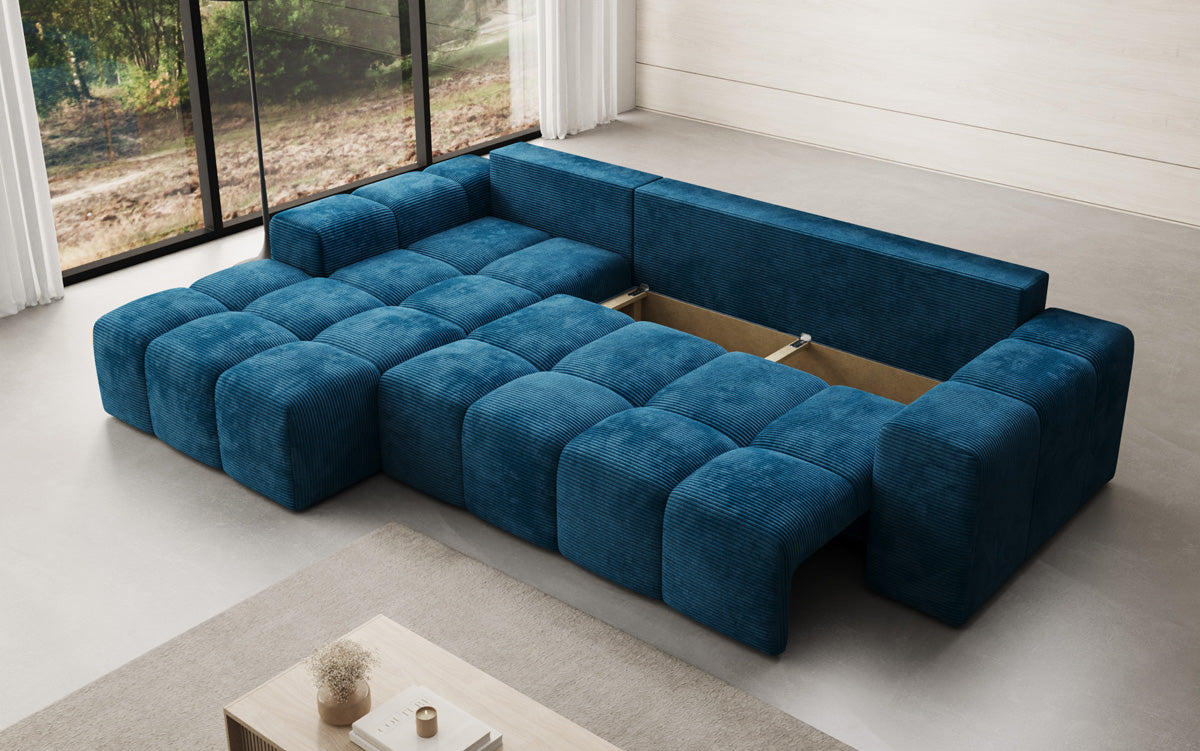 Designer Sofa Aila mit Schlaf- und Klappfunktion in Cord