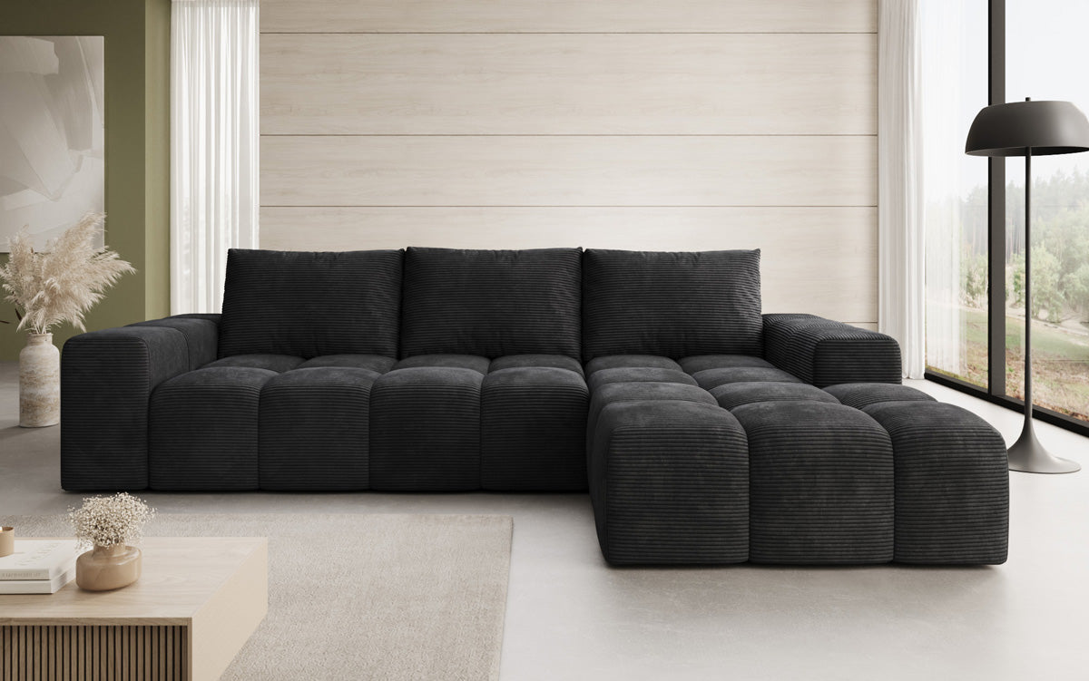 Designer Sofa Aila mit Schlaf- und Klappfunktion in Cord