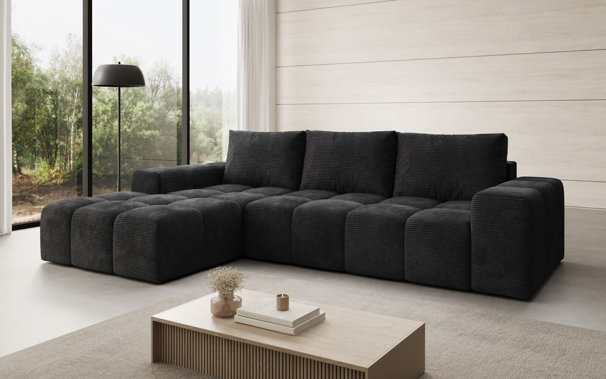 Designer Sofa Aila mit Schlaf- und Klappfunktion in Cord