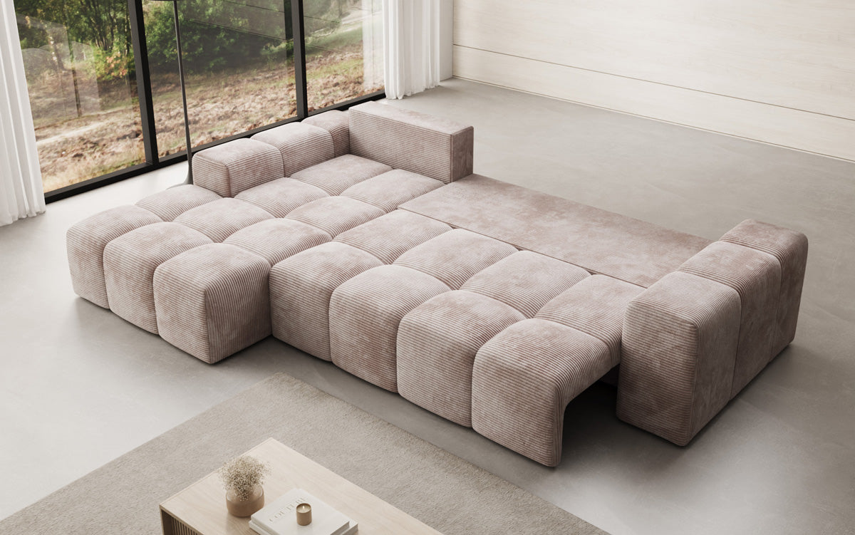 Designer Sofa Aila mit Schlaf- und Klappfunktion in Cord