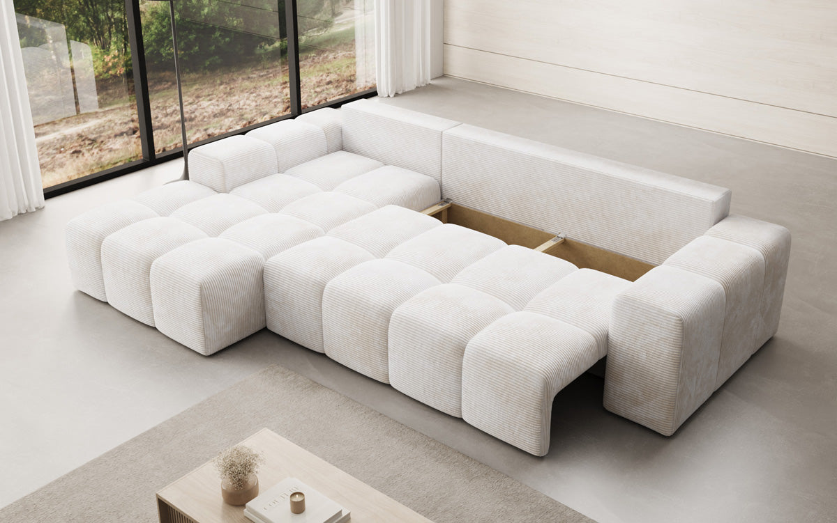 Designer Sofa Aila mit Schlaf- und Klappfunktion in Cord