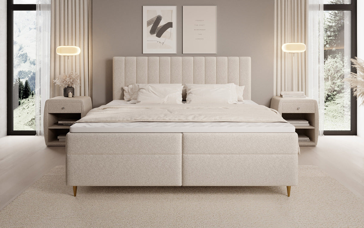 Boxspringbett Chelsea in Strukturstoff mit Stauraum