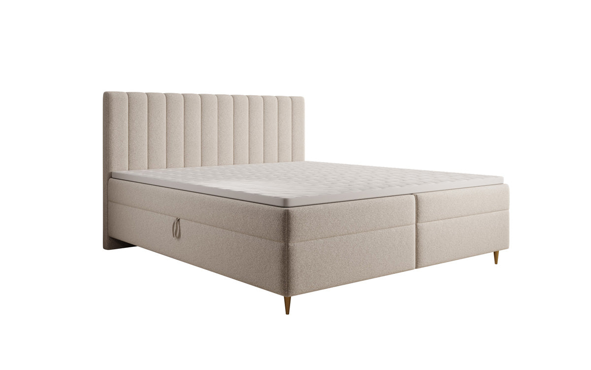 Boxspringbett Chelsea in Strukturstoff mit Stauraum
