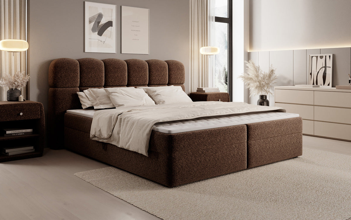 Boxspringbett Tilde in Strukturstoff mit Stauraum