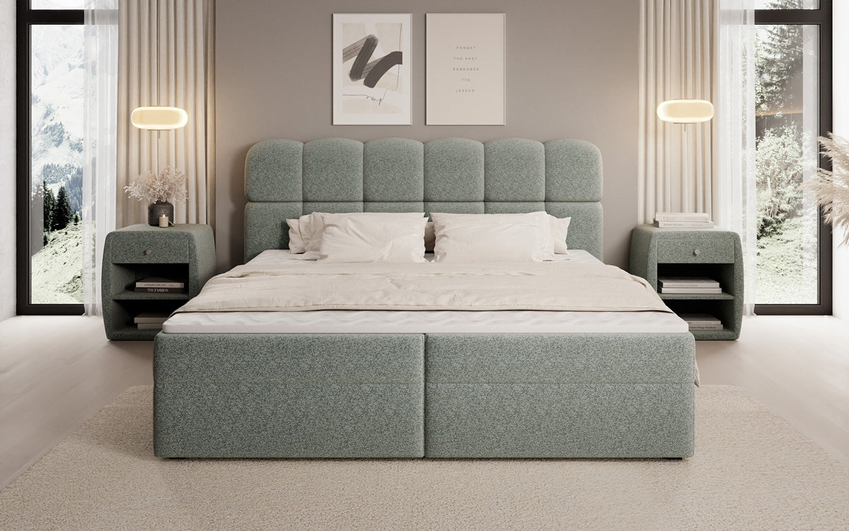Boxspringbett Tilde in Strukturstoff mit Stauraum