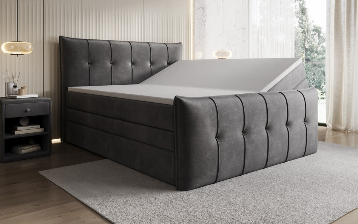 Boxspringbett Treviso mit Stauraum in Samt