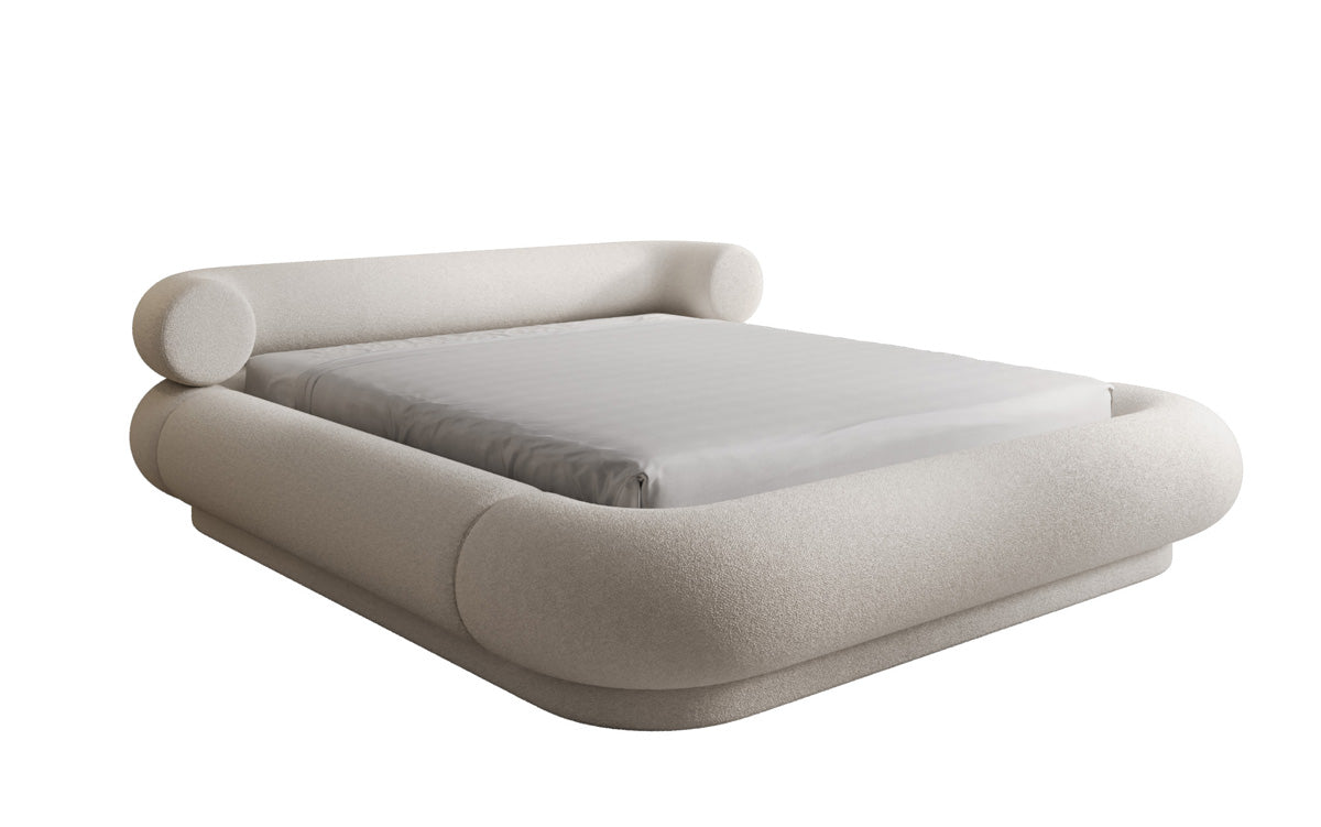 Designer Polsterbett Mochi in Teddy Bouclé mit Stauraum