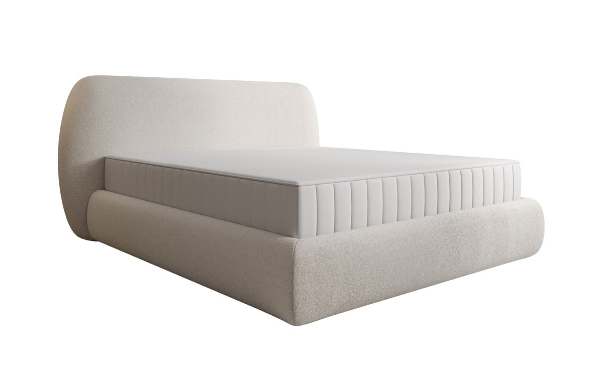 Designer Polsterbett Nella in Teddy Bouclé mit Stauraum