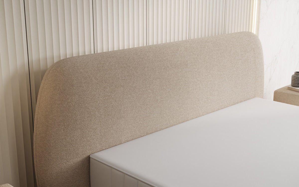 Designer Polsterbett Nella in Teddy Bouclé mit Stauraum