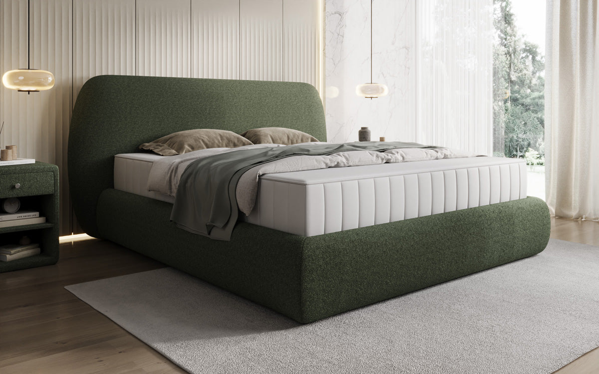 Designer Polsterbett Nella in Teddy Bouclé mit Stauraum