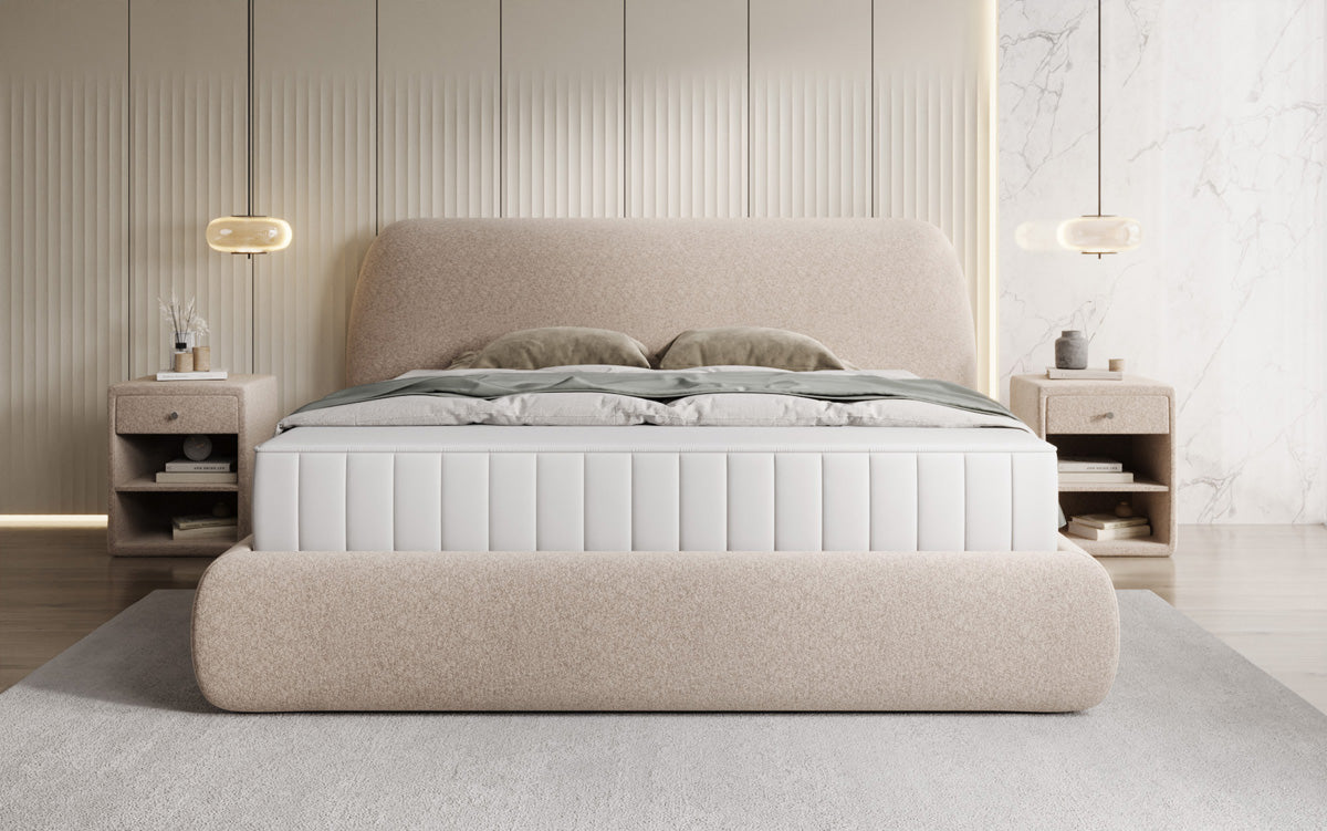 Designer Polsterbett Nella in Strukturstoff mit Stauraum